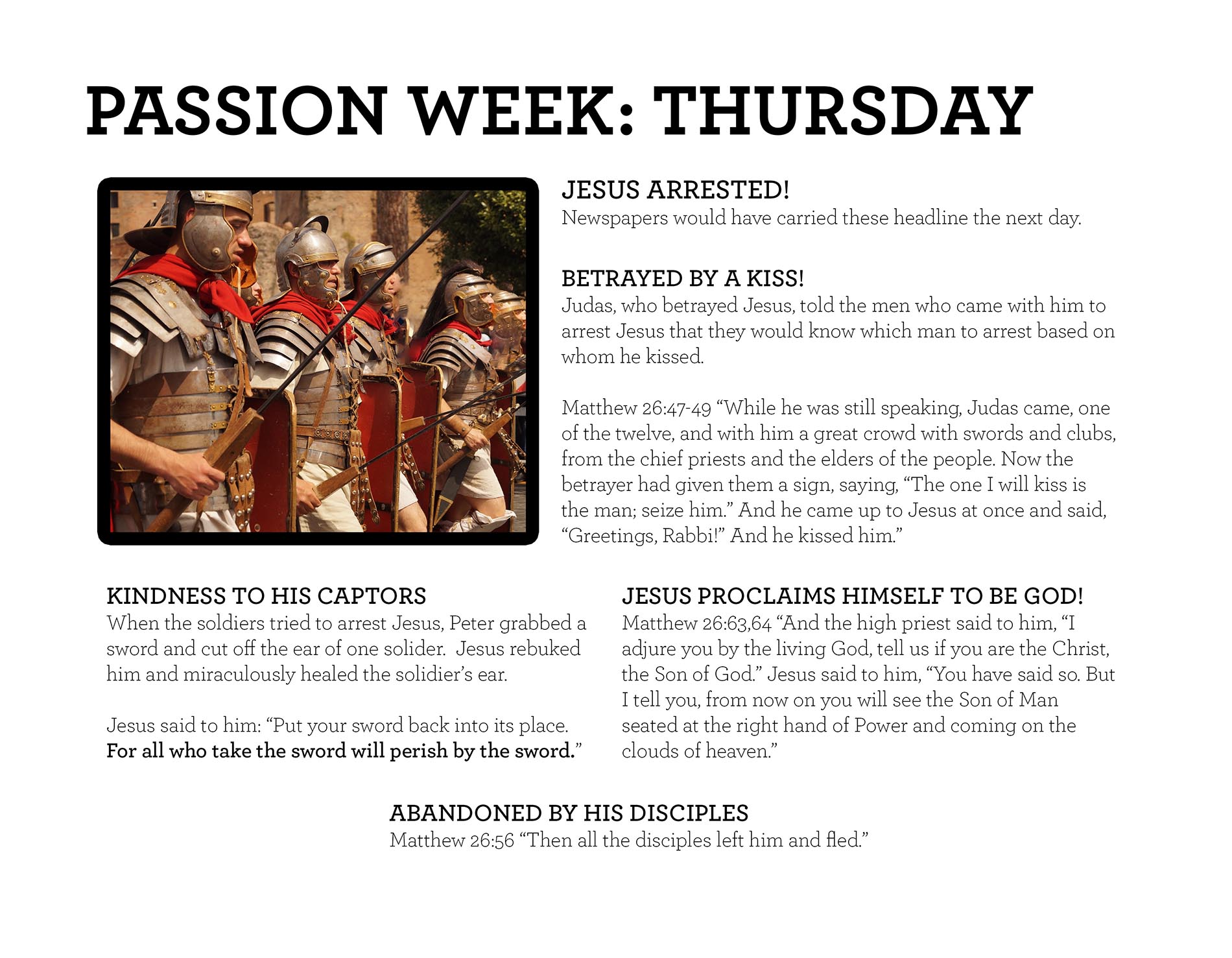PASSION WEEK: THURSDAY Matthew 26:47-49